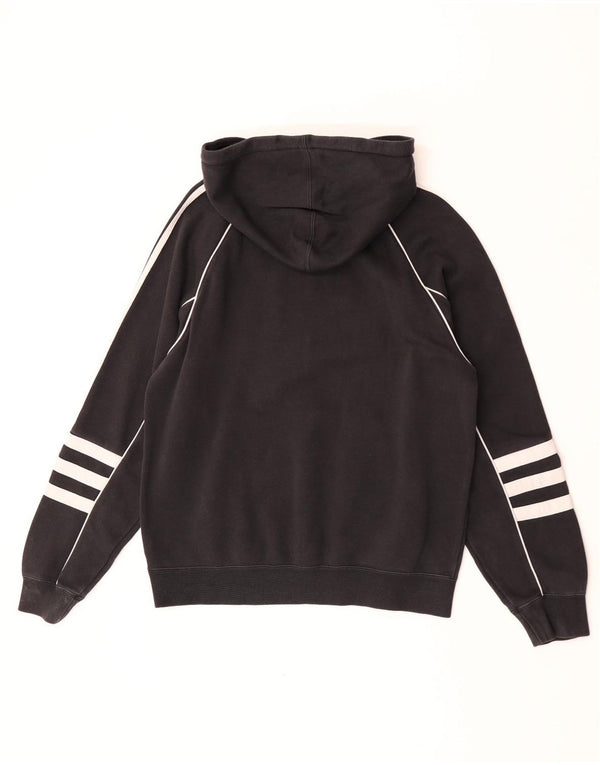 Adidas Mens Hoodie Jumper Medium Black Colourblock Cotton