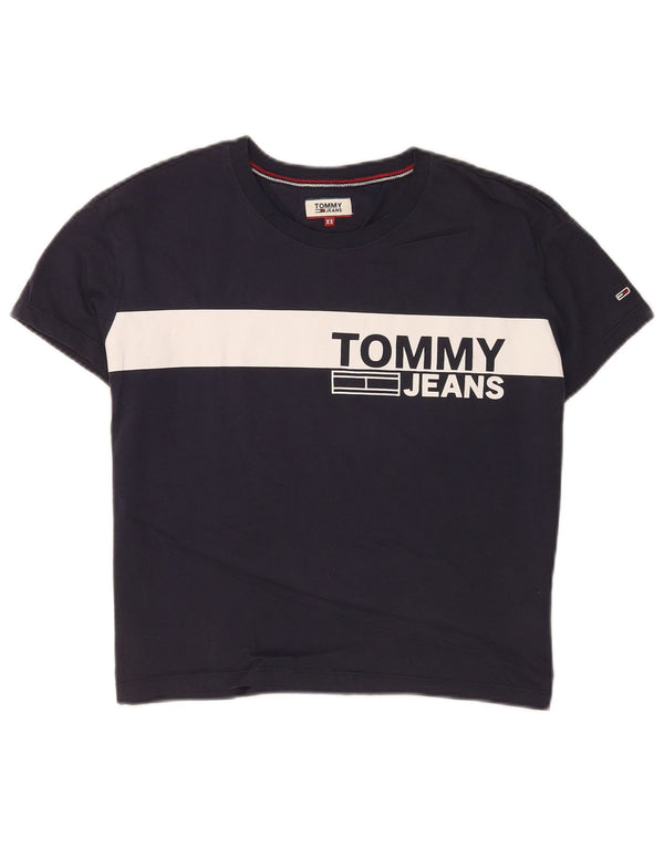 Tommy Hilfiger Damen-T-Shirt mit Grafik, UK 6, XS, Marineblau, Farbblock