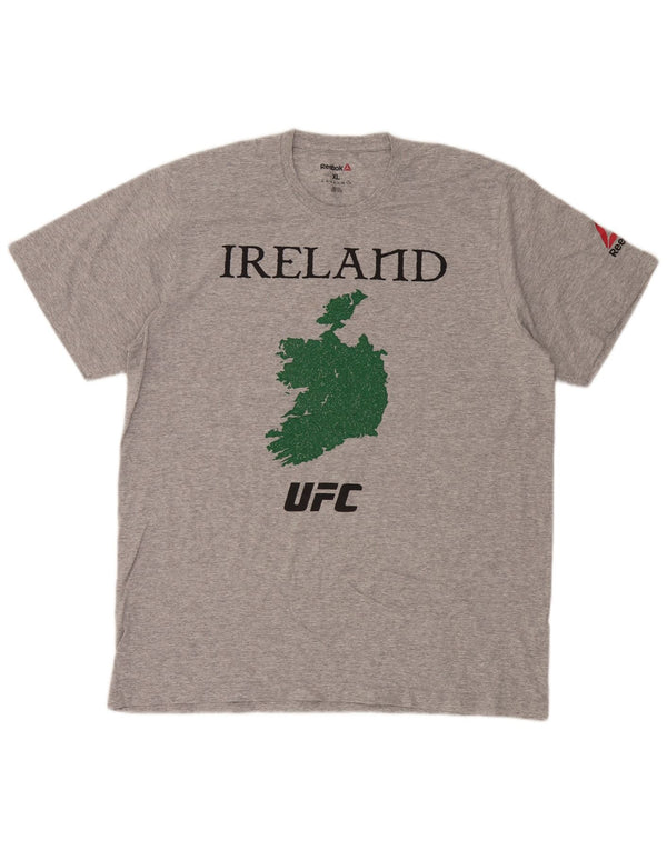 Camiseta Reebok Mens Ireland Graphic Top XL Cinza Algodão