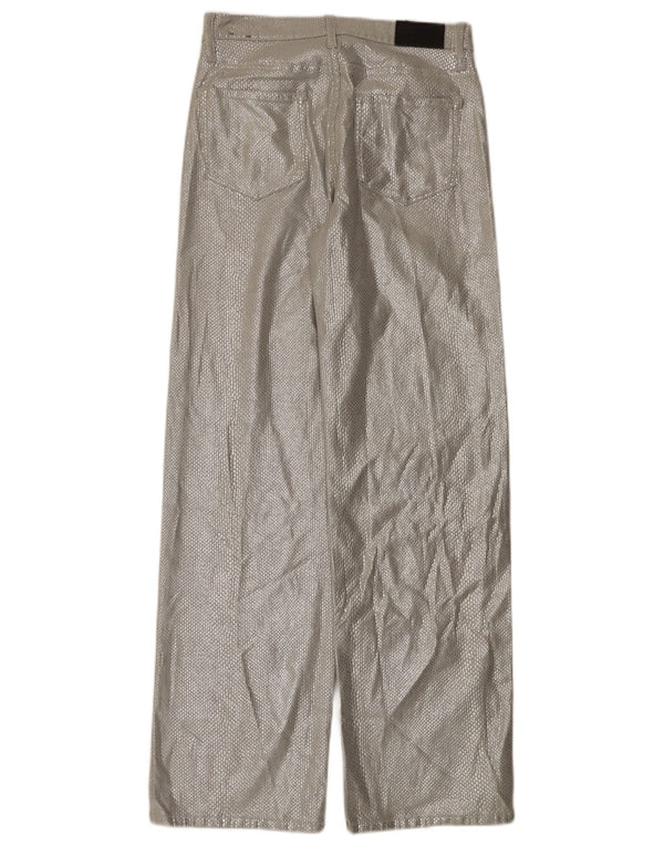 Calvin Klein Damen-Freizeithose mit hoher Taille, W28, L32, silberfarbenes Tiermuster