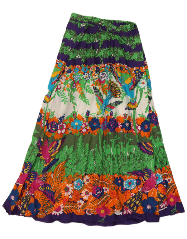 vintage Femme Gypsy Jupe UK 14 Moyen W26 Coton Floral Multicolore