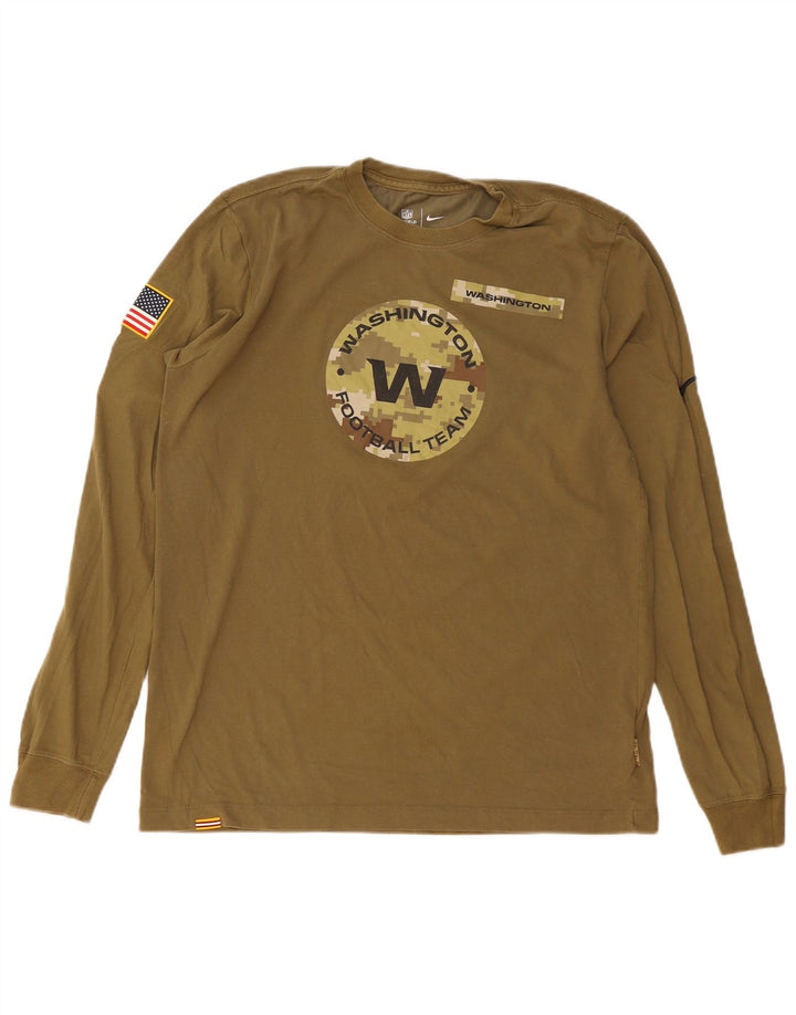 Nike Mens Washington Graphic Top Long Sleeve Medium Khaki Cotton