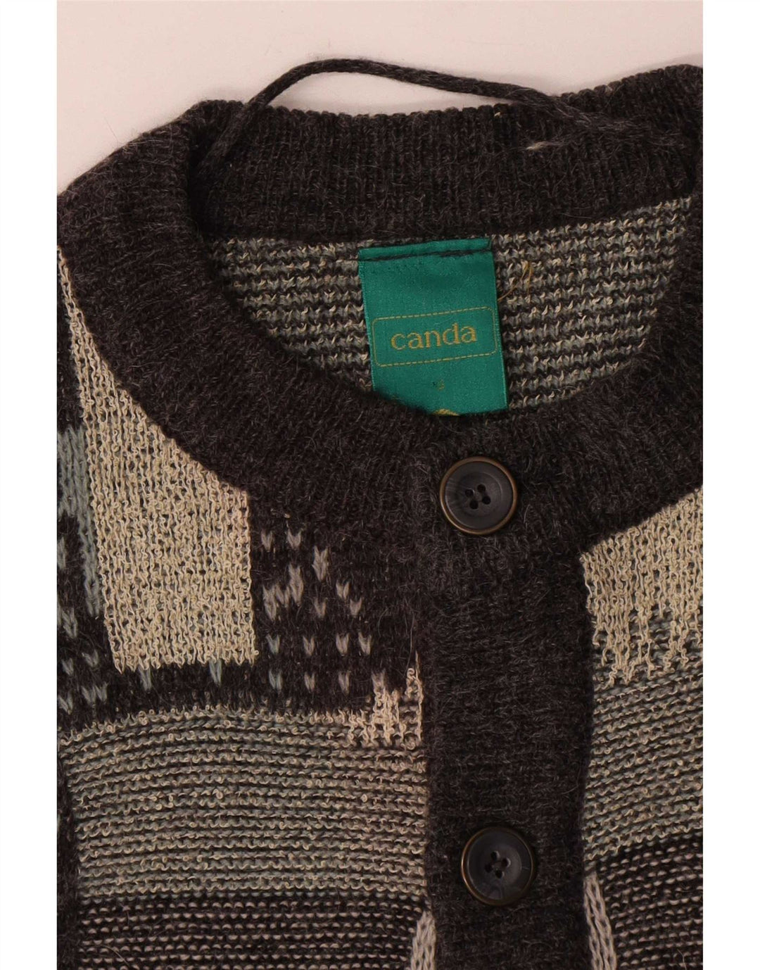 Canda Mens Cardigan Suéter Pequeño Gris Geométrico Acrílico