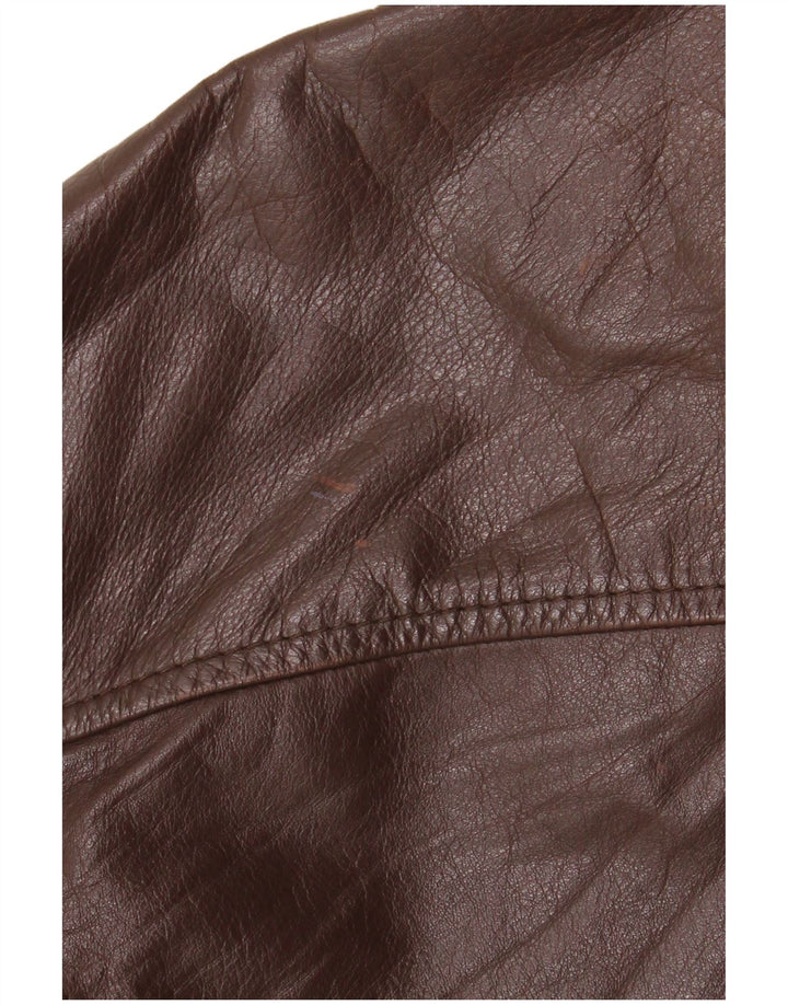 Giacca in pelle vintage da uomo IT 50 grande in pelle marrone