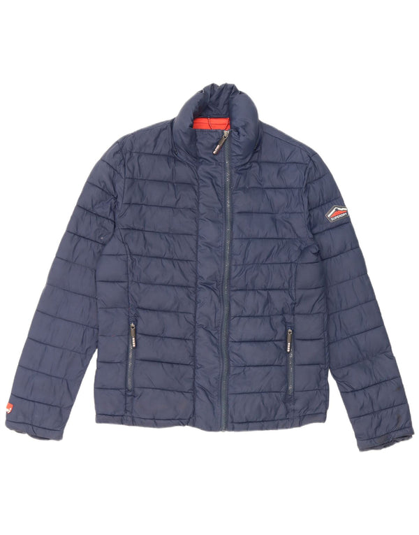Superdry Veste matelassée pour hommes UK 40 Large Bleu Marine Nylon