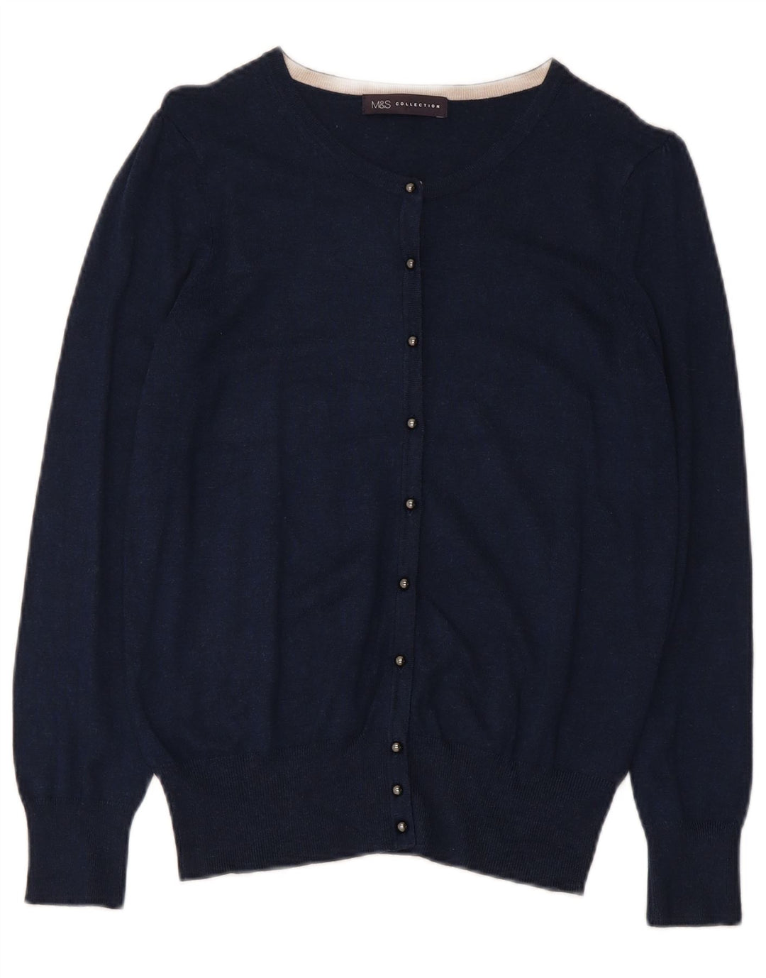 Marks & Spencer Womens Cardigan Sweater UK 12 Medium  Navy Blue Viscose