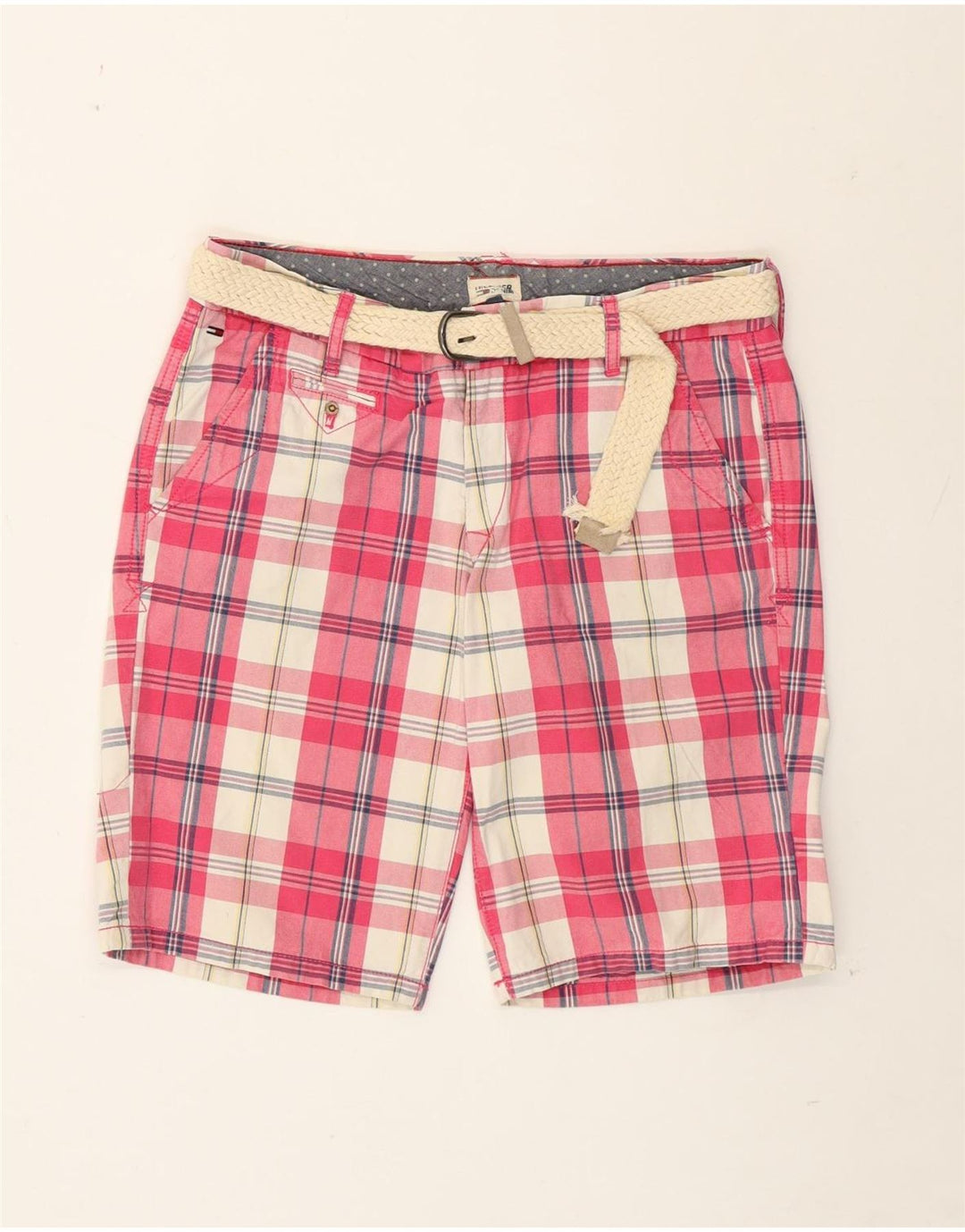 Tommy Hilfiger Womens Chino Shorts W29 Medium Pink Plaid Cotton