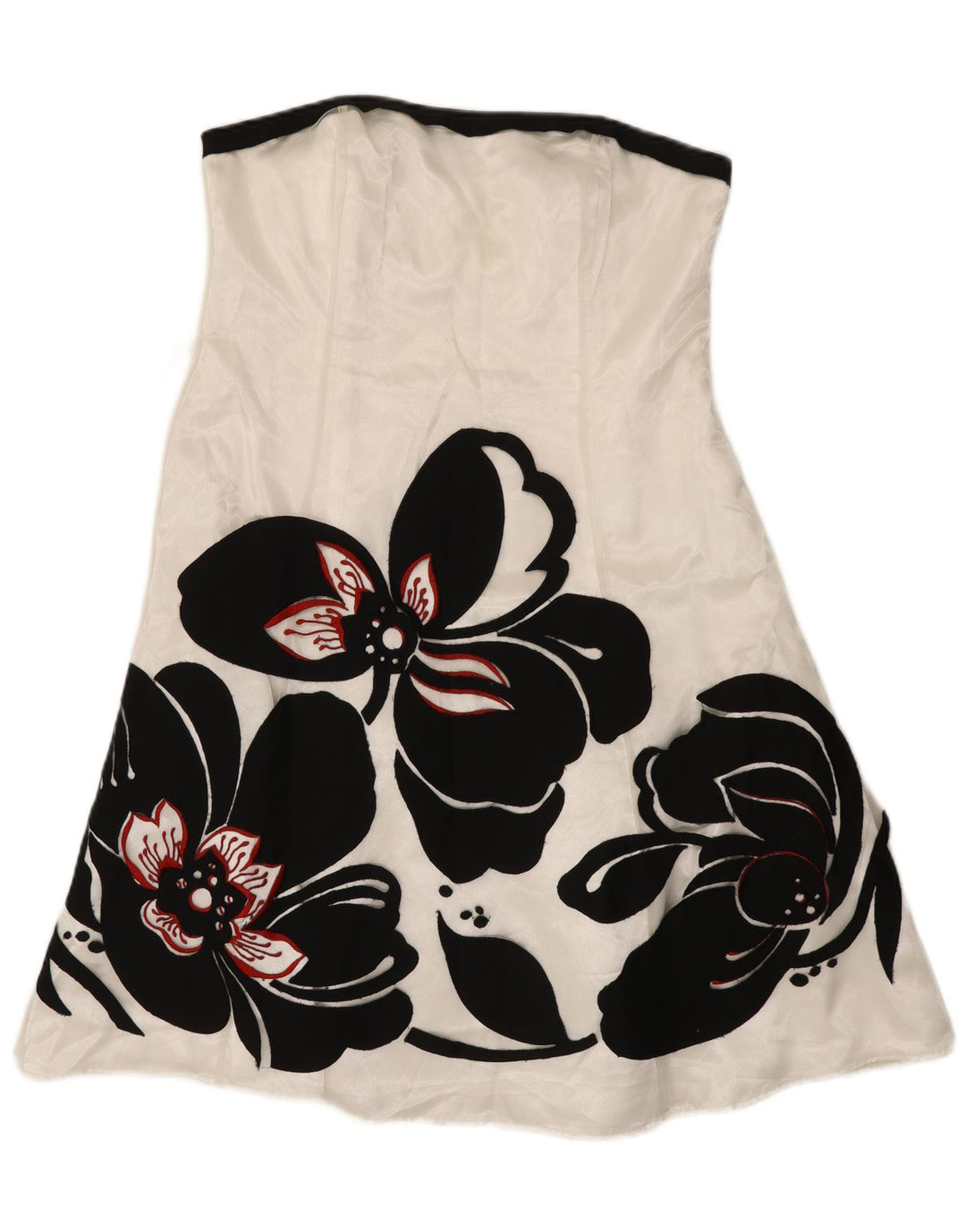 Debut Womens Strapless Dress UK 14 Medium White Floral Nylon