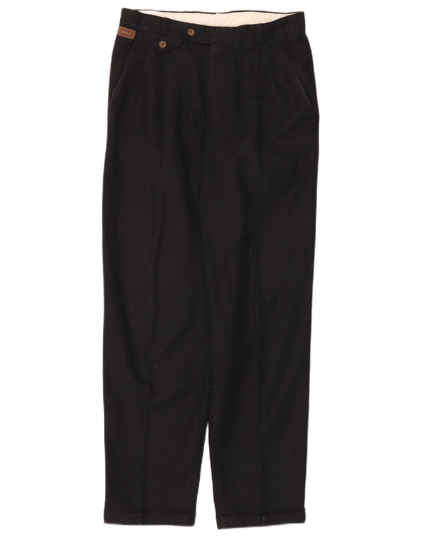 Pantaloni chino con pegging da uomo vintage IT 50 Large W32 L32 Lino nero