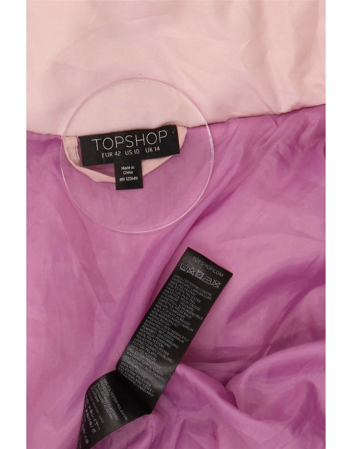 Topshop Dame Oversized Polstret Hættejakke UK 14 Large Pink Polyester