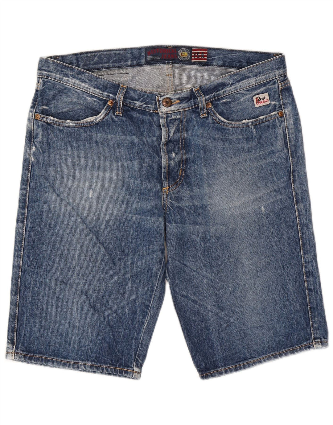Roy Rogers Mens Distressed Denim Shorts W33 Medium Blue Cotton
