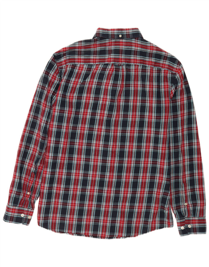 Penguin Mens Shirt Medium Navy Blue Check Cotton