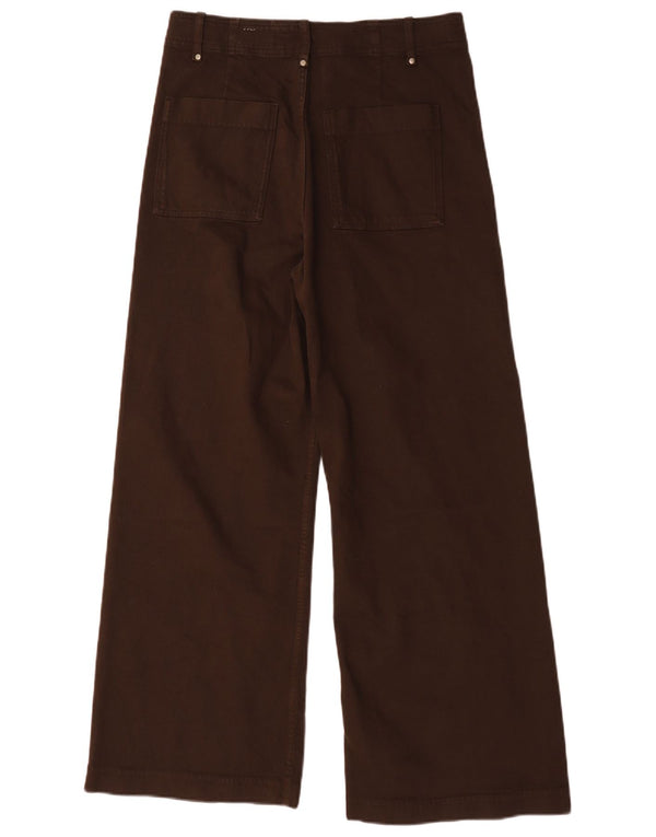 Zara Womens High Waist Wide Leg Casual Trousers EU 42 Large W32 L29 Brown