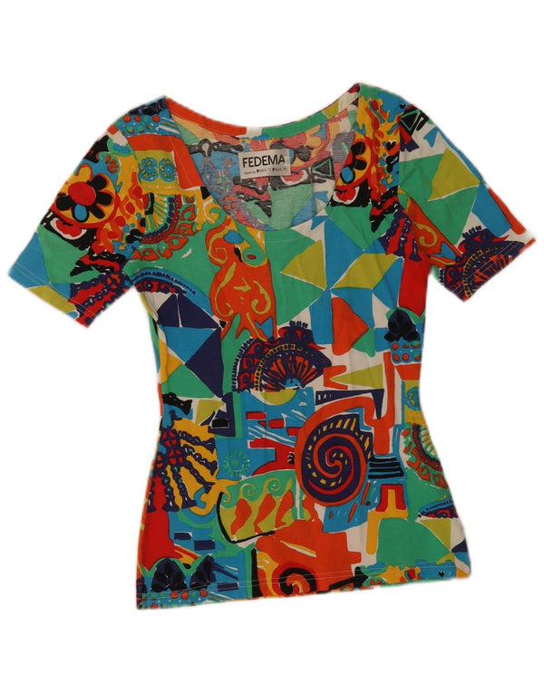 Vintage Dame Grafisk T-Shirt Top IT 42 Medium Flerfarvet Geometrisk