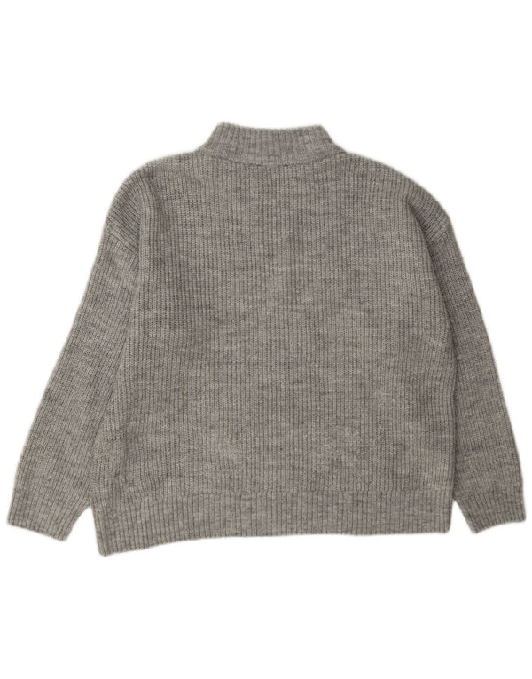 Marks & Spencer ženski džemper s izrezom s patentnim zatvaračem UK 14 Large Grey Flecked