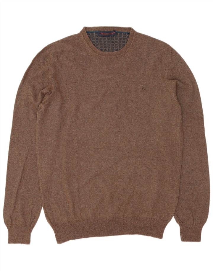 Trussardi Jeans Herre Crew Neck Jumper Sweater Medium Brown