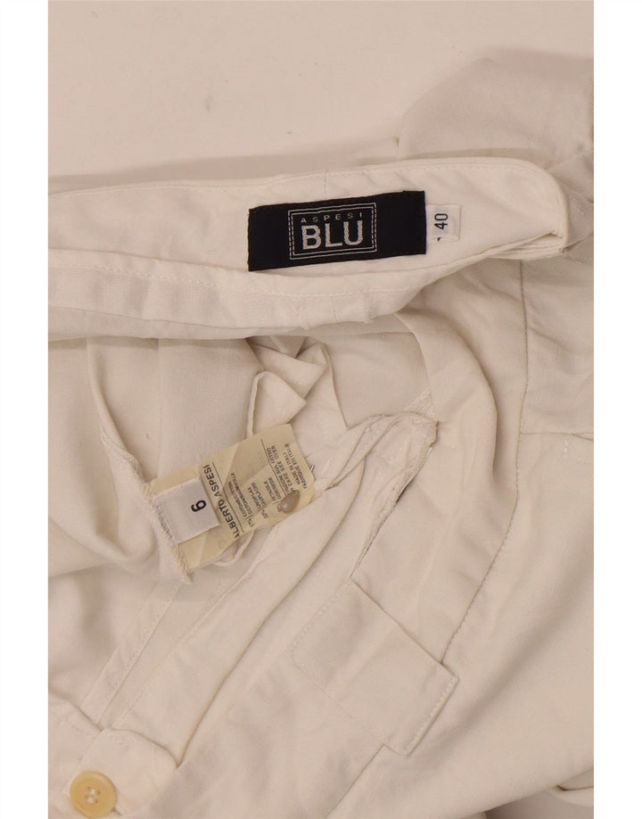 Alberto Aspesi Womens Blu Bootcut Suit Trousers IT 40 Small W27 L31 White