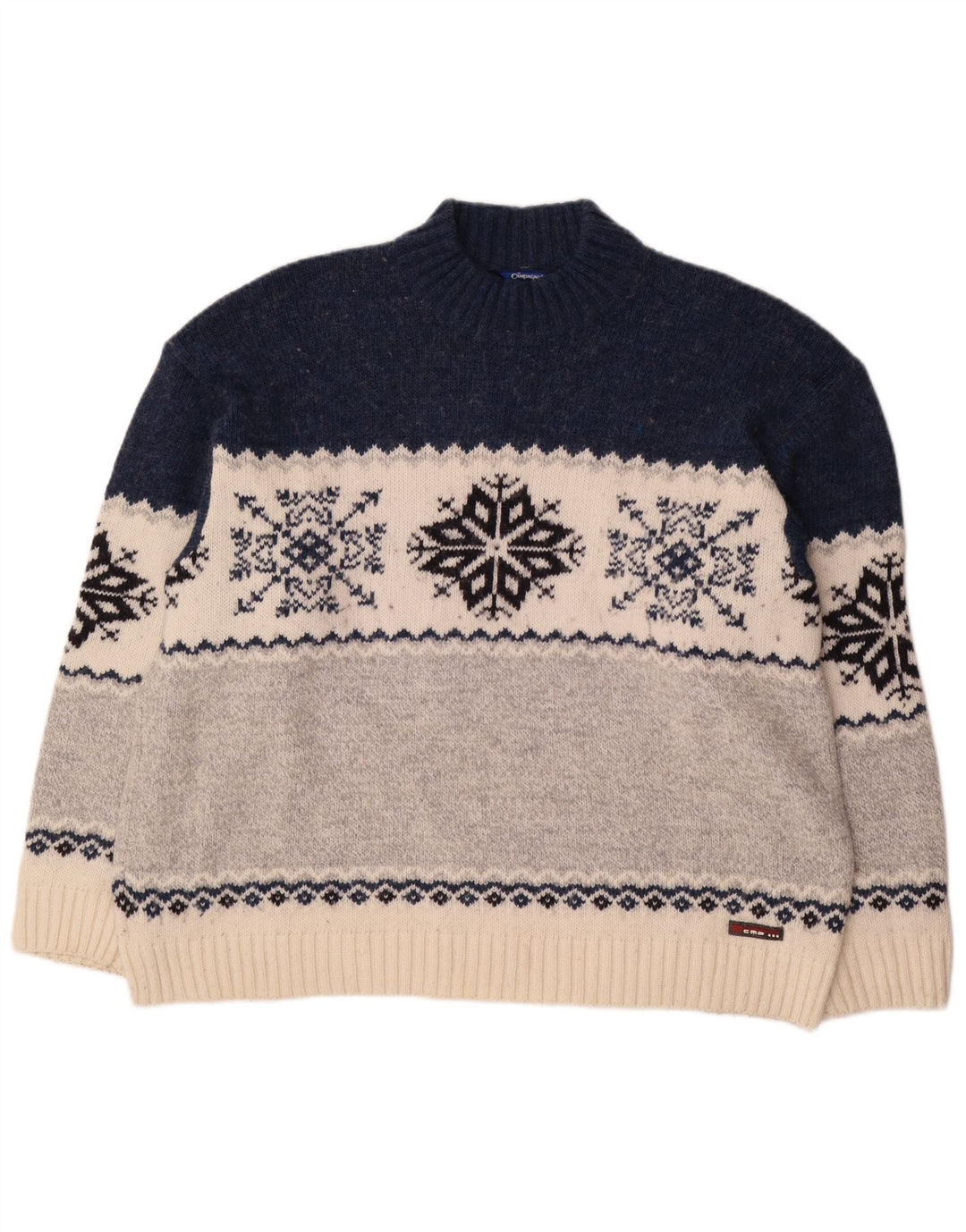 Campagnolo Herre Turtle Neck Jumper Sweater XL Flerfarvet Fair Isle Wool