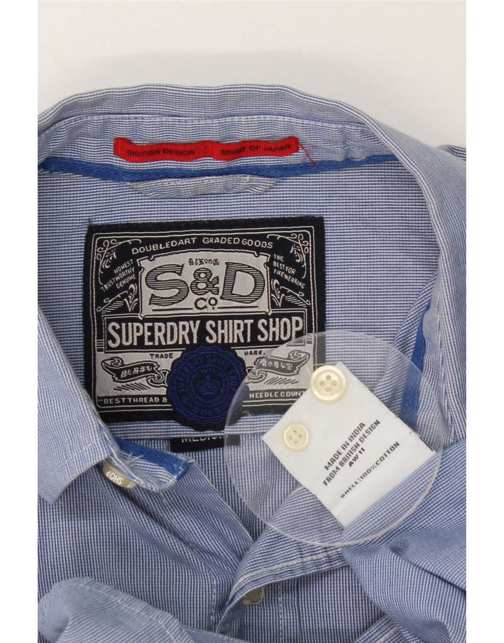 Superdry Mens Shirt Medium Blue Pinstripe Cotton