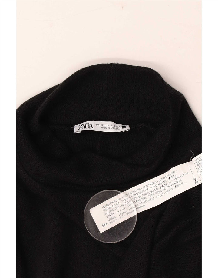 Zara Womens Long Sleeve Oversized Jumper Dress UK 10 Small Black Polyester