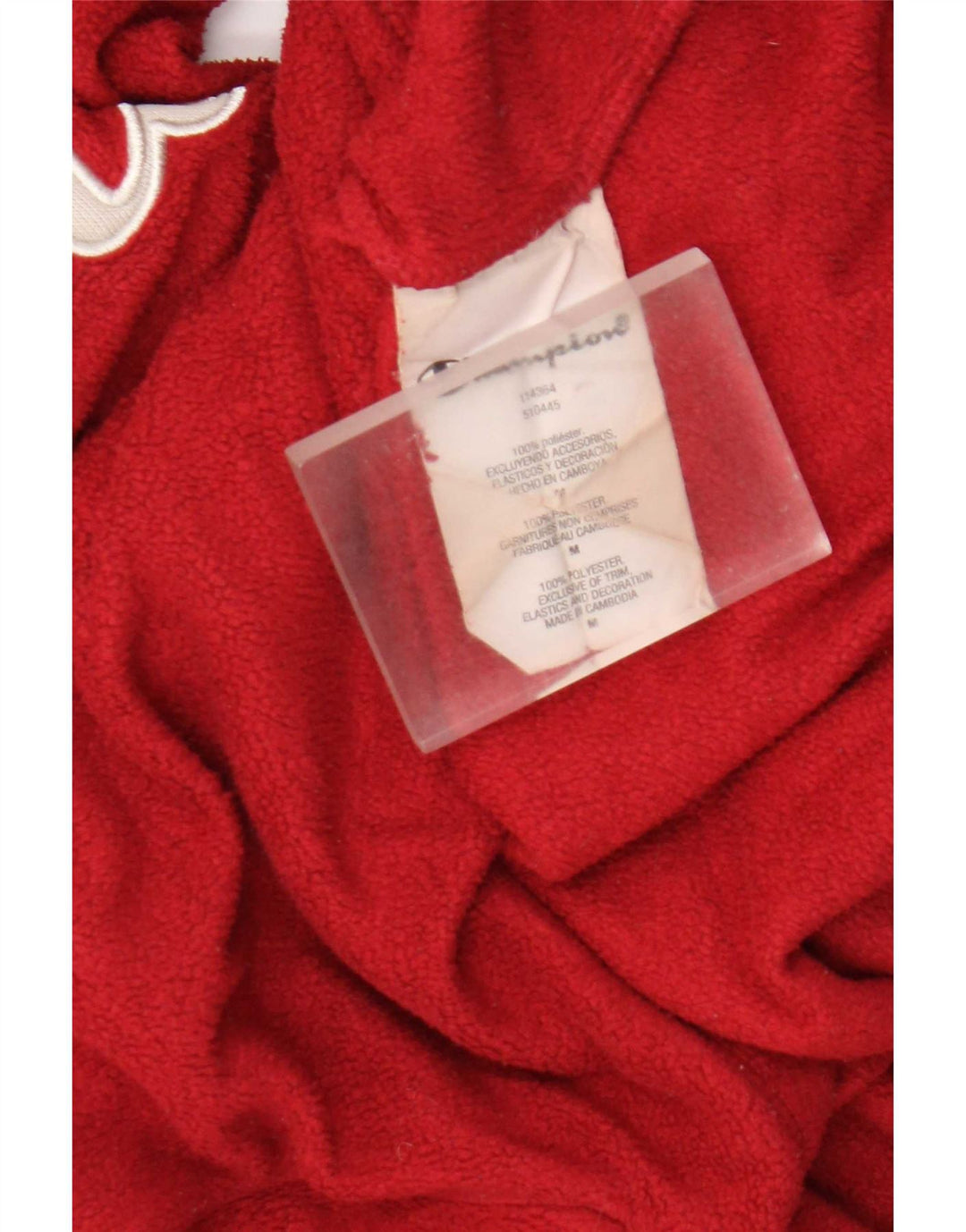 Champion Womens Graphic Hooded Fleece Jumper UK 14 Medium Red Polyester