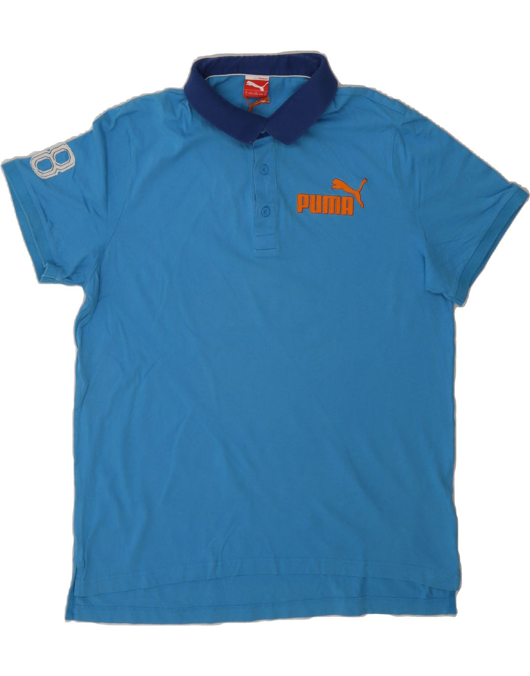 PUMA Mens Graphic Polo Shirt XL Blue Cotton Vintage Puma and Second-Hand Puma from Messina Hembry 