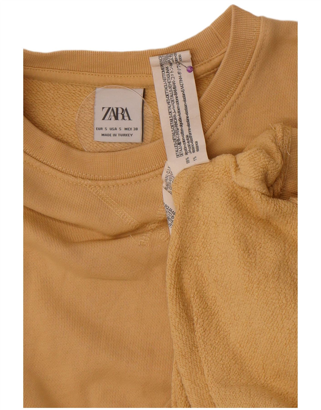 Zara Herre Sweatshirt Jumper Lille Beige Bomuld