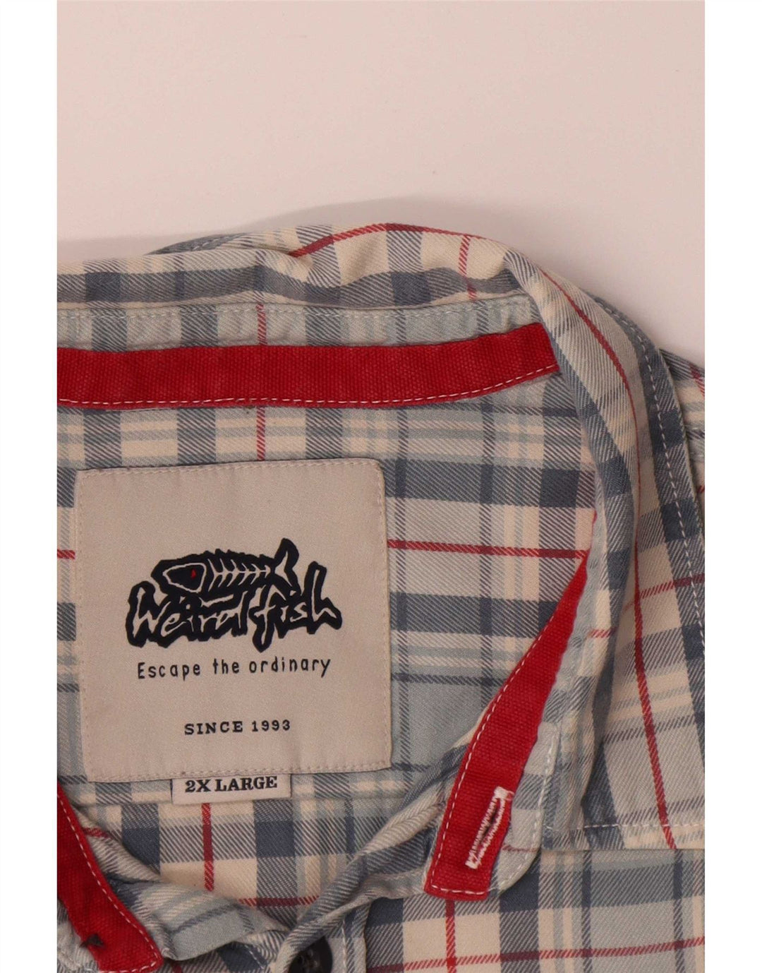 Weird Fish Chemise en flanelle pour homme 2XL en coton à carreaux bleu