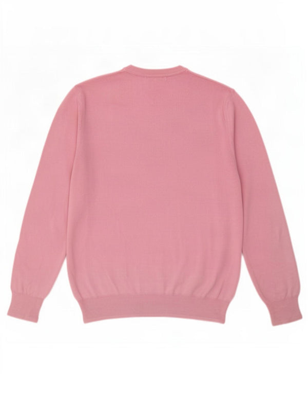 Zara Mens V-Neck Jumper Sweater Large Pink Cotton