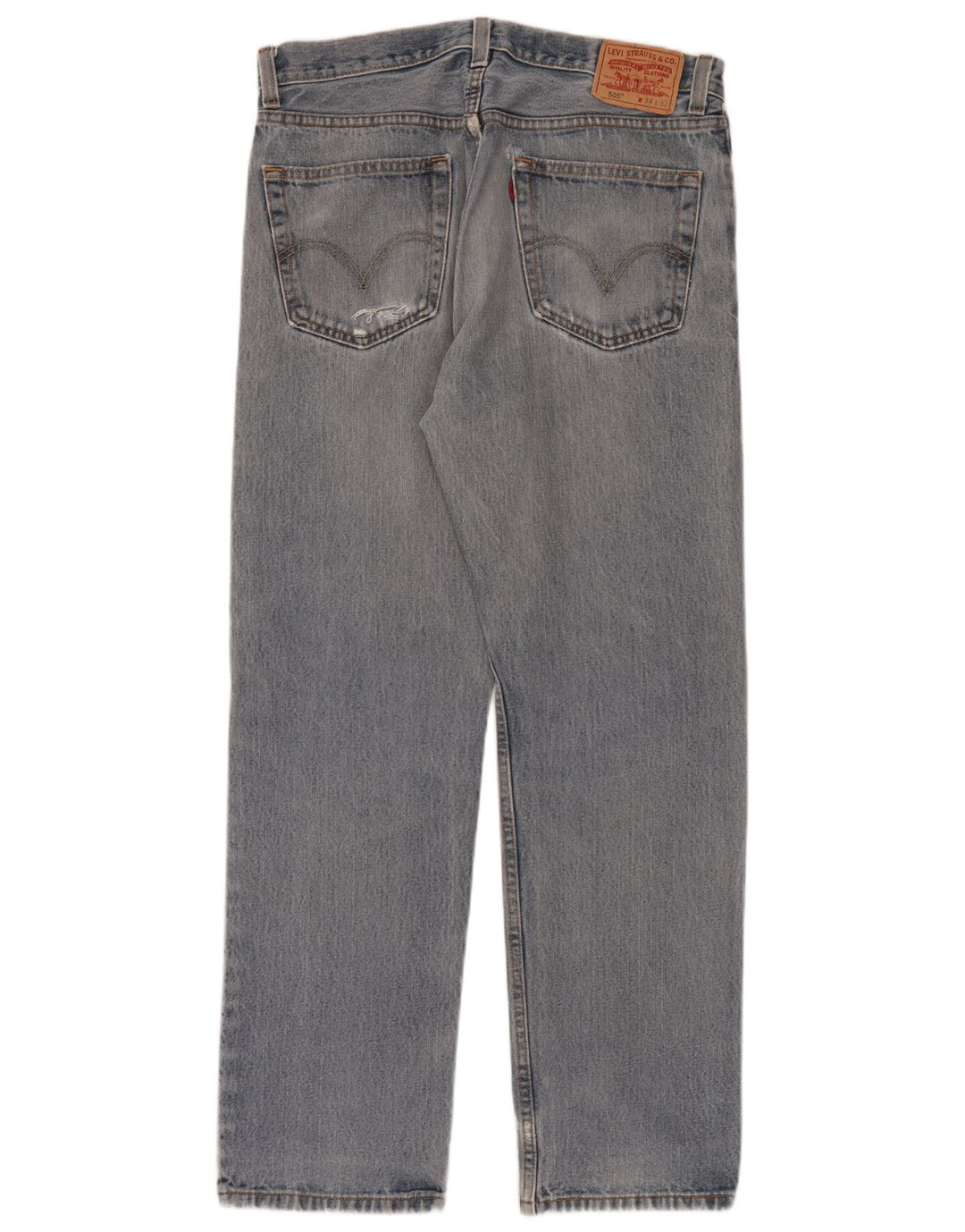 Levi's Mens 505 Distressed Straight Jeans W34 L32 Blue Cotton