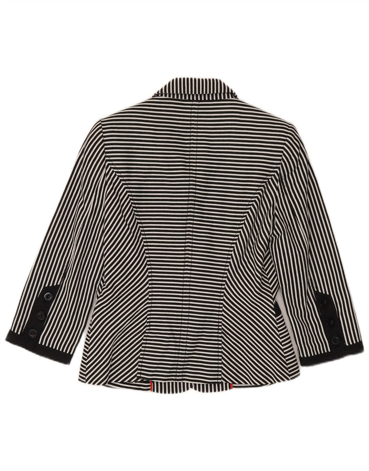 Jasper Conran Womens 3/4 Sleeve Blazer Jacket UK 10 Small Black Pinstripe