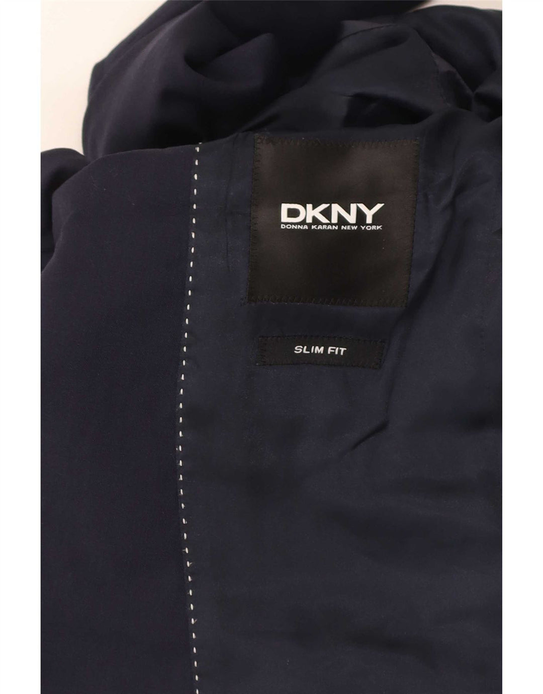Jaqueta blazer masculina Dkny Slim Fit 2 botões Reino Unido 38 lã azul marinho médio