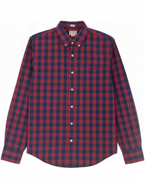 Camisa masculina slim fit J. Crew algodão xadrez azul marinho médio
