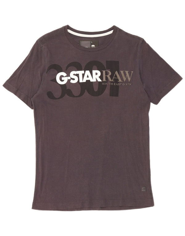 G-Star Mens 3301 Graphic T-Shirt Top Large Black Cotton