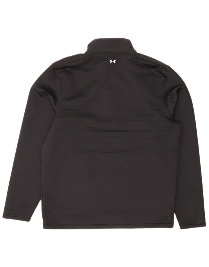 Felpa da uomo Under Armour con collo con zip, maglione medio nero in poliestere