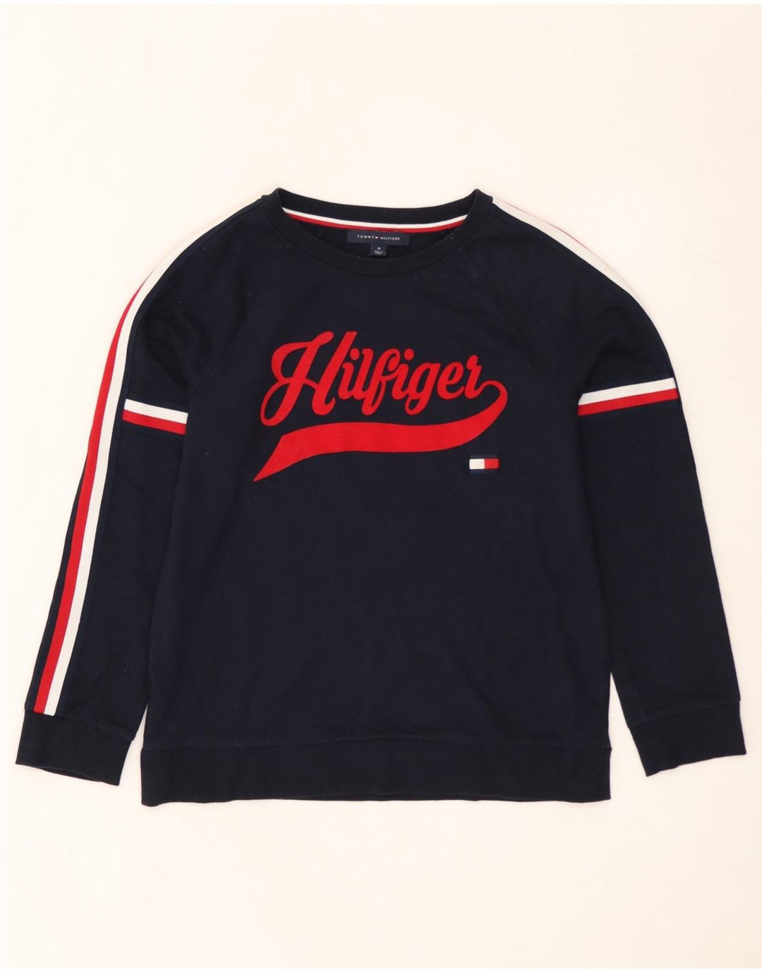 Tommy Hilfiger Sweat-shirt graphique pour femme UK 14 Bleu marine moyen