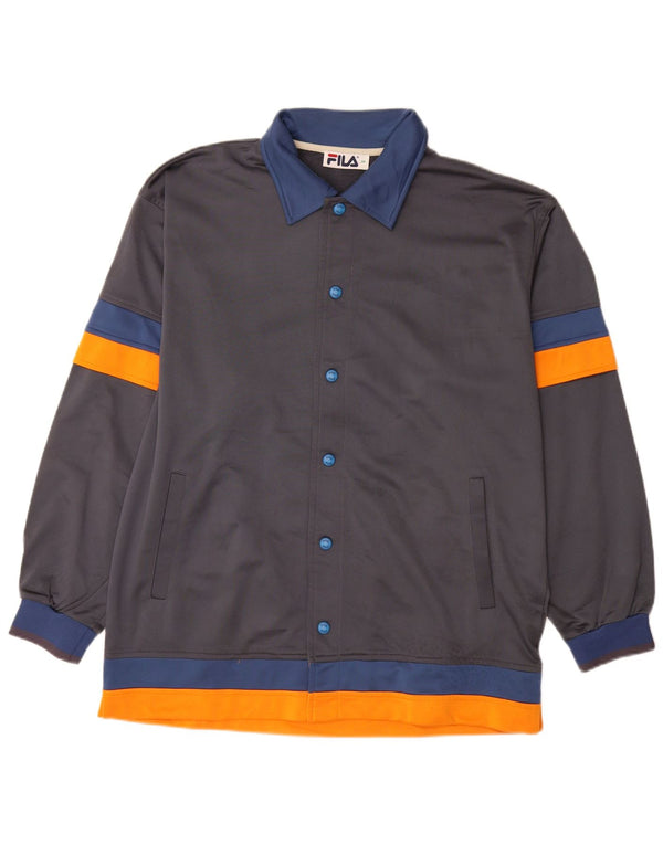 Fila Mens Chándal Top Chaqueta Medio Azul Marino Colorblock Poliéster