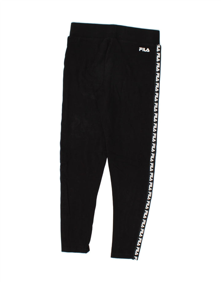 FILA Womens Graphic Leggings UK 12 Medium Black Vintage Fila and Second-Hand Fila from Messina Hembry 