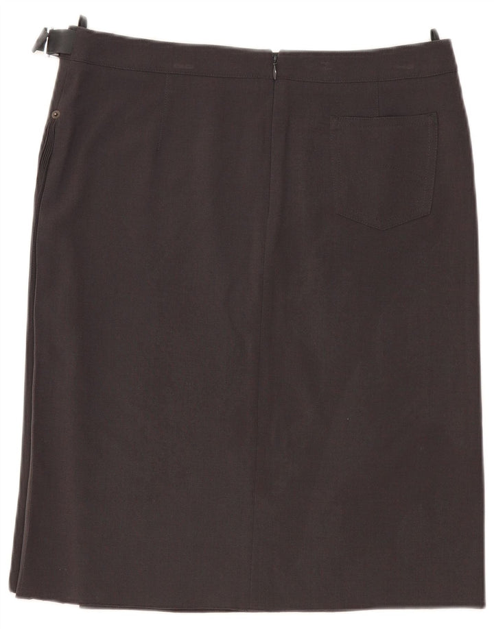 Armani Womens Straight Skirt UK 14 Large W32 Grey Polyester