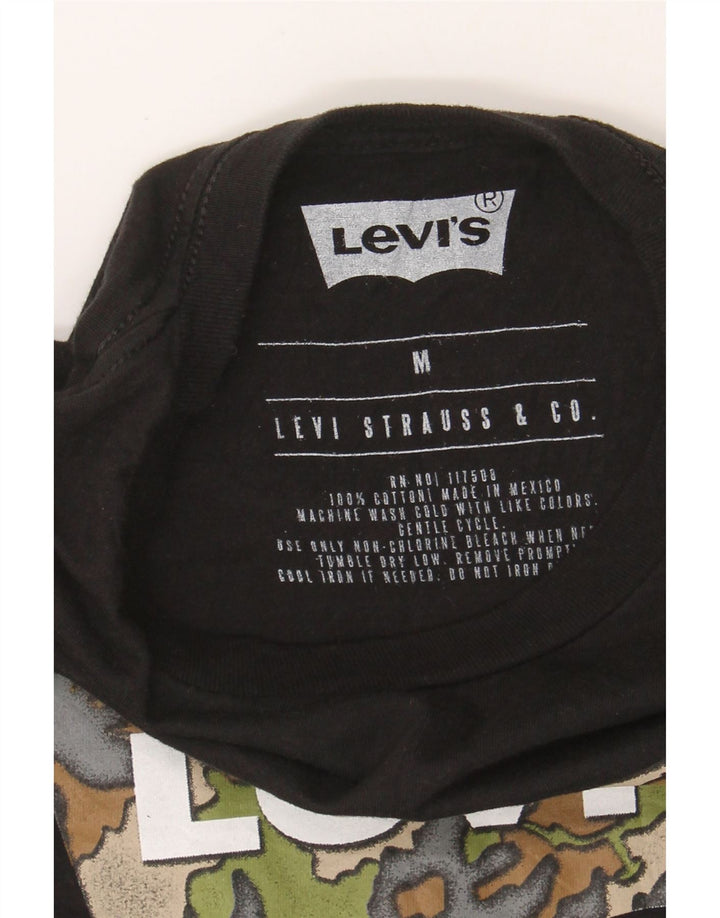 LEVI'S Mens Graphic T-Shirt Top Medium Black Cotton Vintage Levi's and Second-Hand Levi's from Messina Hembry 