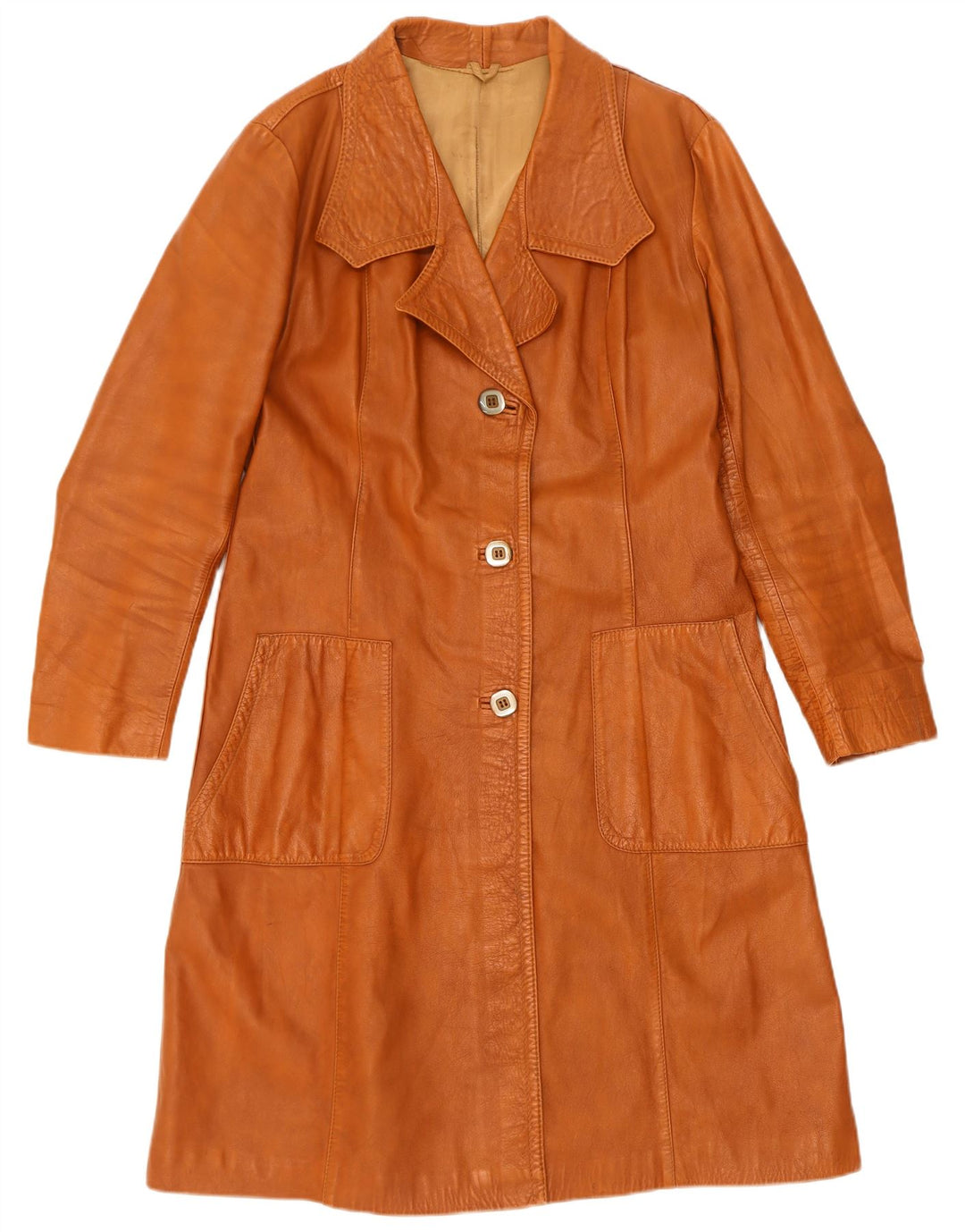 Manteau en cuir femme vintage IT 52 2XL Marron