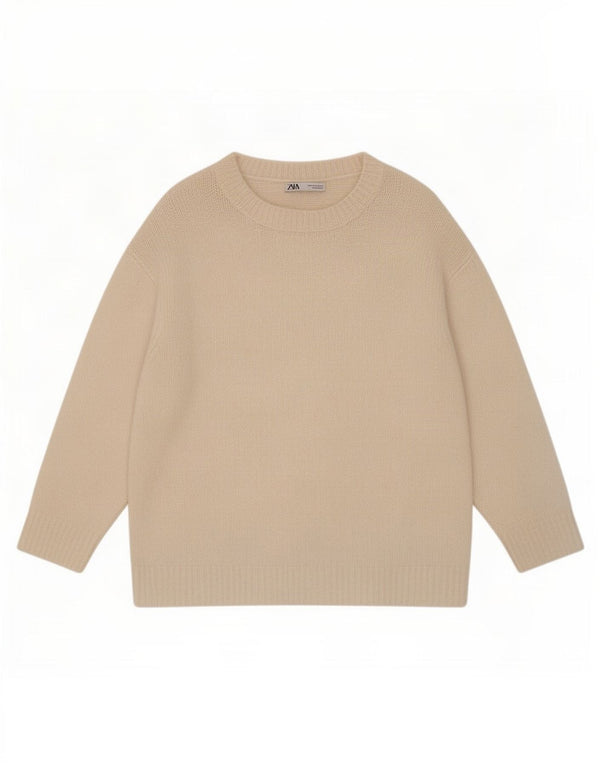 Zara Womens Oversized Boat Neck Jumper Sweater UK 10 Small Off White