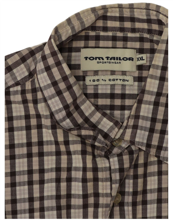 TOM TAILOR Mens Shirt 2XL Grey Check Cotton
