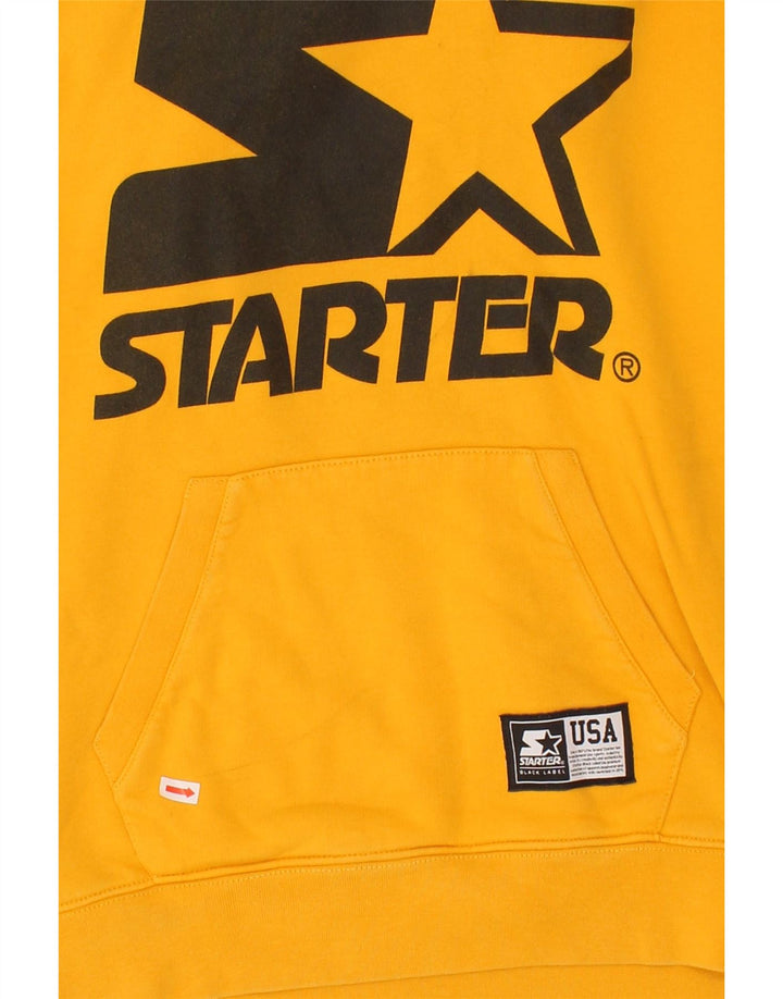 STARTER Mens Graphic Hoodie Jumper Small Yellow Vintage Starter and Second-Hand Starter from Messina Hembry 