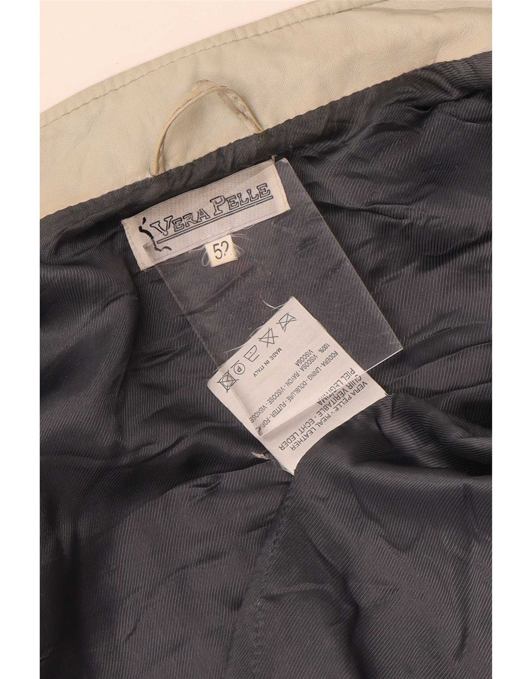 Giacca in pelle vintage da donna IT 52 2XL Beige