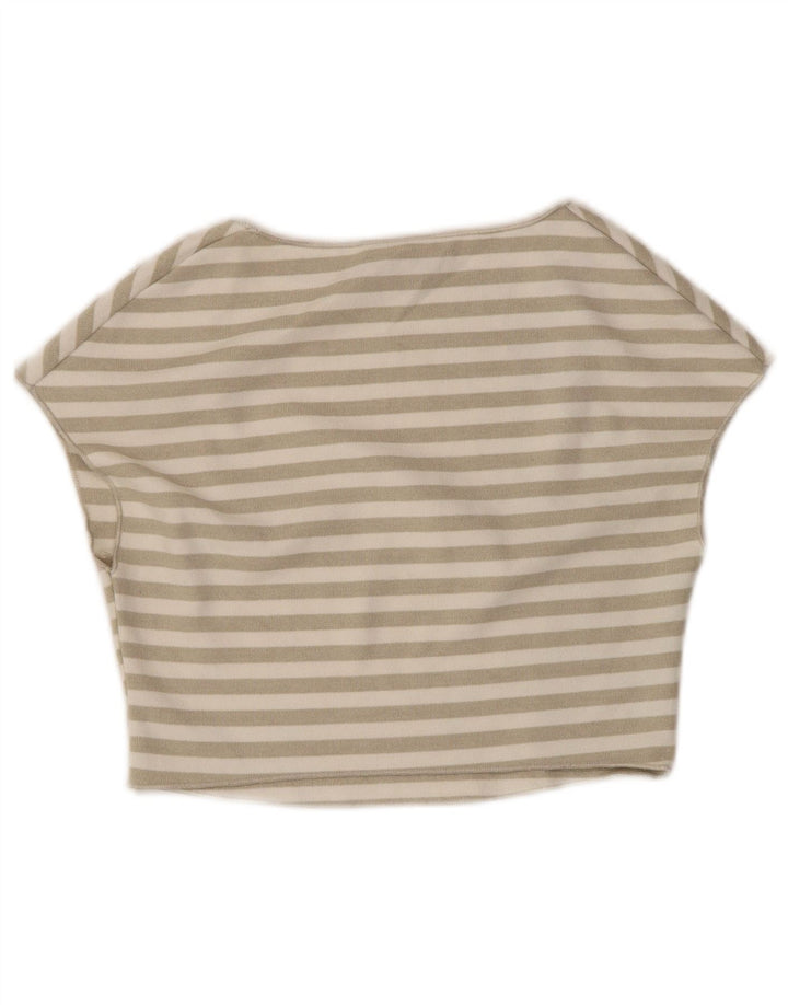 ZARA Womens Crop Top UK 12 Medium Off White Striped