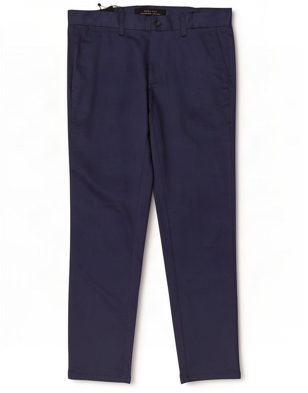 Zara Mens Slim Chino Trousers EU 38 Small W30 L28 Navy Blue Cotton