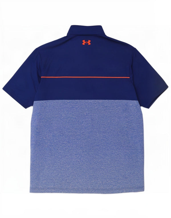 Under Armour Mens Polo Shirt Medium Navy Blue Colourblock