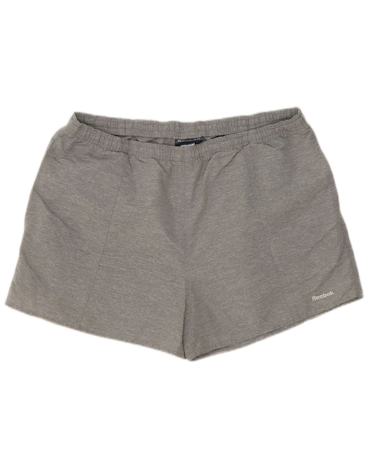 REEBOK Womens Sport Shorts UK 16 Large Grey Flecked Polyamide