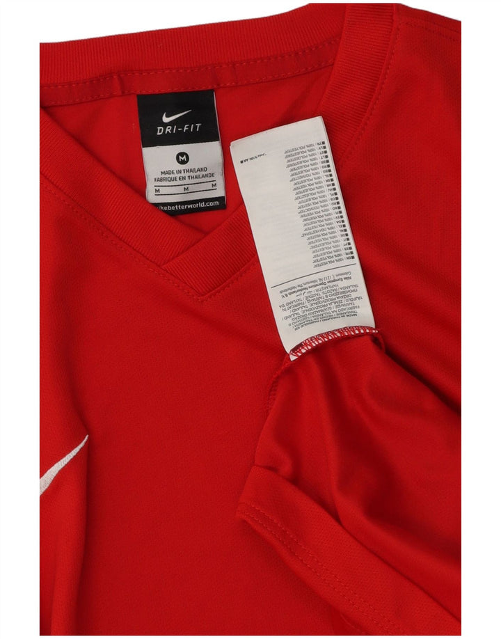 Nike Herre Dri Fit T-shirt Top Medium Rød Colourblock Polyester